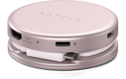 Hub USB-C Satechi OntheGo 5-en-1 - Magnétique - Rose poudré