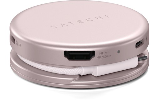 Hub USB-C Satechi OntheGo 5-en-1 - Magnétique - Rose poudré