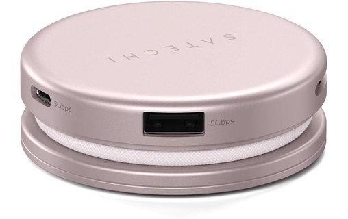 Hub USB-C Satechi OntheGo 5-en-1 - Magnétique - Rose poudré