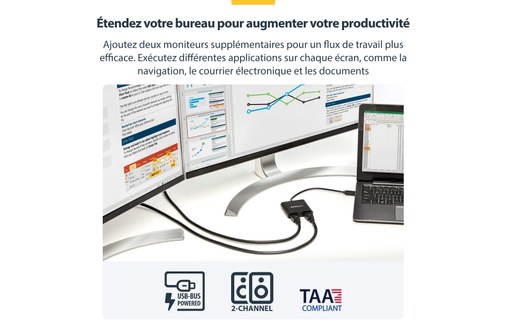 StarTech.com USB32HD2 adaptateur graphique USB 3840 x 2160 pixels Noir
