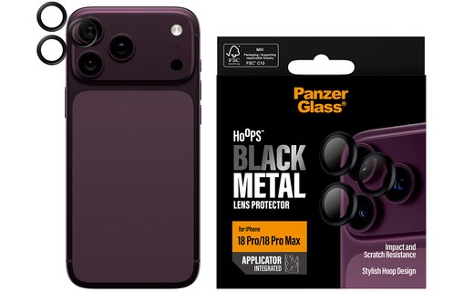 Protection caméra pour iPhone 18 Pro & Pro Max - PanzerGlass Hoops - Noir