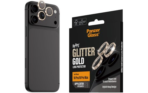 Protection caméra pour iPhone 18 Pro & Pro Max - PanzerGlass Hoops Glitter Gold