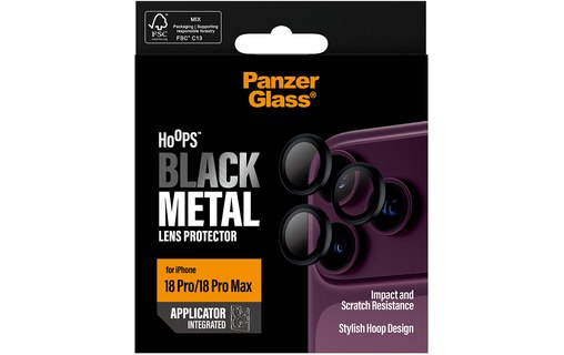 Protection caméra pour iPhone 18 Pro & Pro Max - PanzerGlass Hoops - Noir