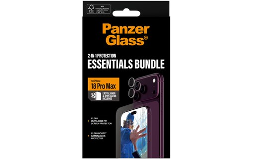 Protection écran + caméra pour iPhone 18 Pro Max - PanzerGlass 2-en-1 Essentials