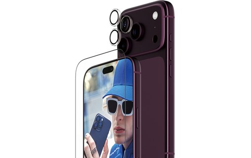 iPhone 18 Pro avec protection d'écran et protections d'objectifs photo