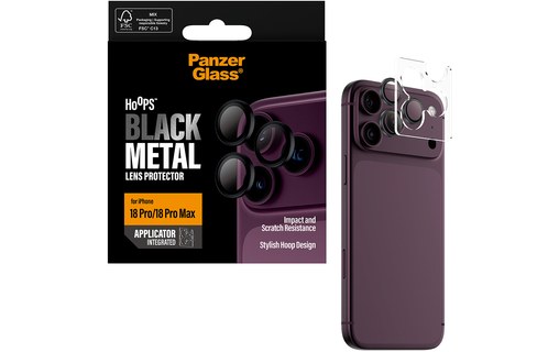 Protection caméra pour iPhone 18 Pro & Pro Max - PanzerGlass Hoops - Noir