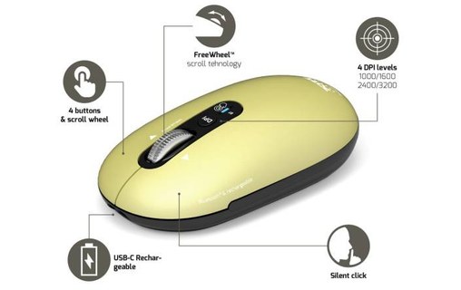 Souris sans fil PORT Designs Pure Mac - Jaune