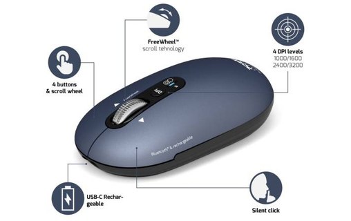 Souris sans fil PORT Designs Pure Mac - Bleue