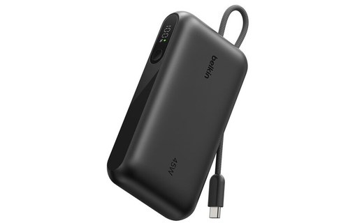 Batterie externe 10K - Belkin UltraCharge avec câble et écran intégrés - Noire