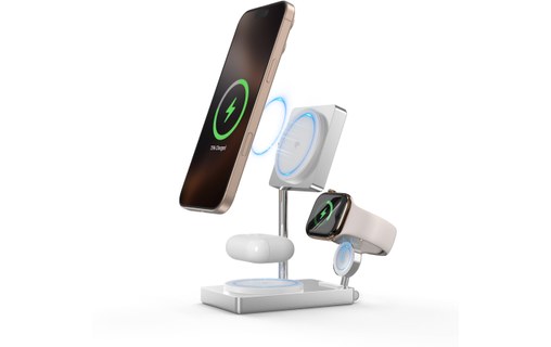Station de charge 3-en-1 - XtremeMac X-Station Pro - MagSafe, Qi2 - Blanche