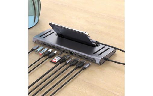 Station d'accueil USB-C 12-en-1 - XtremeMac XWH-CDH-13 - Grise
