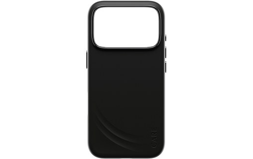 Coque CARE Flow noire vue de face sur fond blanc