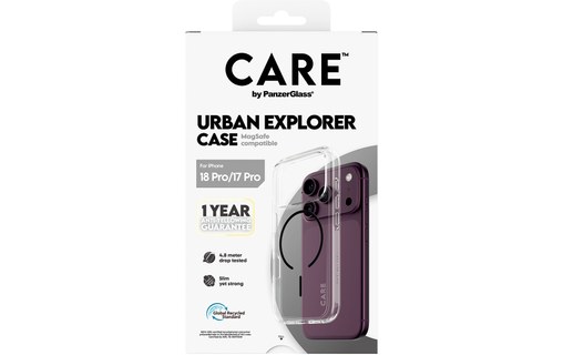 Coque pour iPhone 18 Pro - PanzerGlass CARE Urban Explorer - Transparent / Noire