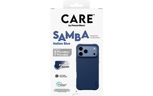 Coque pour iPhone 18 Pro Max - PanzerGlass CARE Samba - Italian Blue