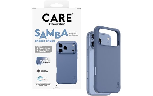 Coque pour iPhone 18 Pro Max - PanzerGlass CARE Samba - Bleue