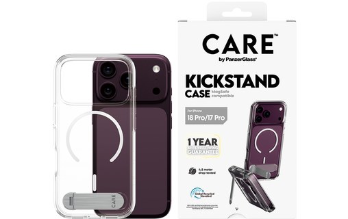 Coque pour iPhone 18 Pro - PanzerGlass CARE Kickstand - Transparente