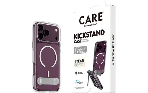 Coque pour iPhone 18 Pro Max - PanzerGlass CARE Kickstand - Transparente