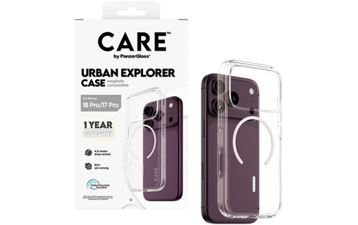 Coque pour iPhone 18 Pro - PanzerGlass CARE Urban Explorer - Transparent / Blanc