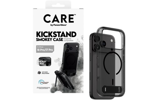 Coque pour iPhone 18 Pro - PanzerGlass CARE Kickstand - Noire