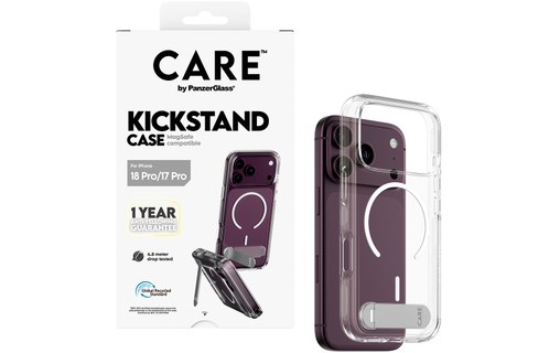 Coque pour iPhone 18 Pro - PanzerGlass CARE Kickstand - Transparente