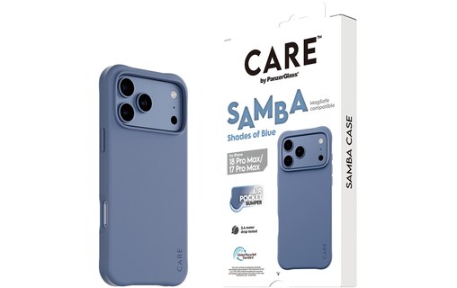 Coque pour iPhone 18 Pro Max - PanzerGlass CARE Samba - Bleue