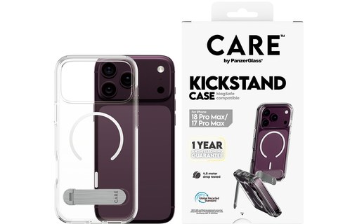 Coque pour iPhone 18 Pro Max - PanzerGlass CARE Kickstand - Transparente