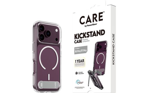 Coque pour iPhone 18 Pro - PanzerGlass CARE Kickstand - Transparente