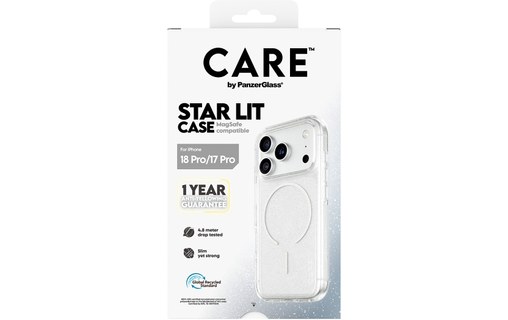 Coque pour iPhone 18 Pro - PanzerGlass CARE Star Lit - Transparente