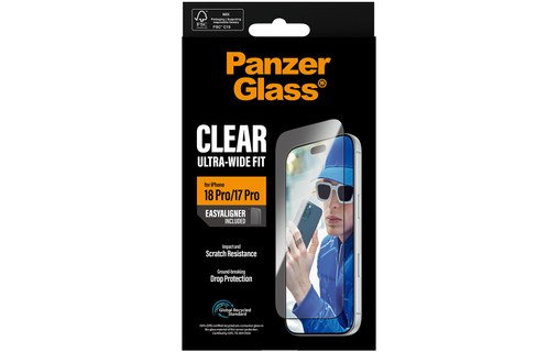 Protection d'écran pour iPhone 18 Pro - PanzerGlass Ultra-Wide avec EasyAligner