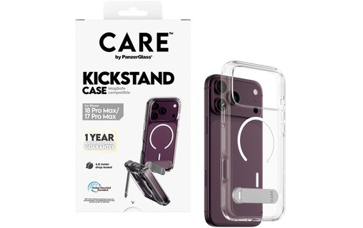 Coque pour iPhone 18 Pro Max - PanzerGlass CARE Kickstand - Transparente