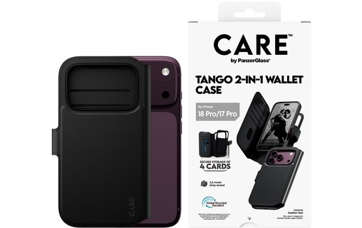 Coque pour iPhone 18 Pro - PanzerGlass CARE Tango 2-en-1 - Noire