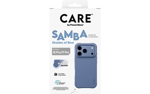 Coque pour iPhone 18 Pro - PanzerGlass CARE Samba - Bleue