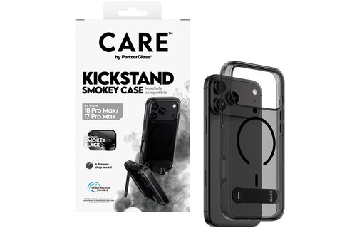 Coque pour iPhone 18 Pro Max - PanzerGlass CARE Kickstand - Noire