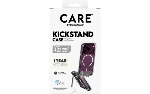 Coque pour iPhone 18 Pro Max - PanzerGlass CARE Kickstand - Transparente