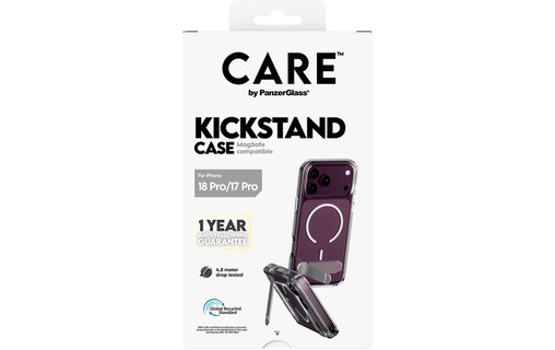 Coque pour iPhone 18 Pro - PanzerGlass CARE Kickstand - Transparente