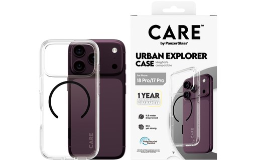 Coque pour iPhone 18 Pro - PanzerGlass CARE Urban Explorer - Transparent / Noire
