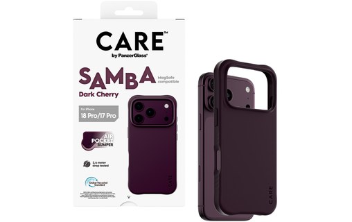 Coque pour iPhone 18 Pro - PanzerGlass CARE Samba - Dark Cherry
