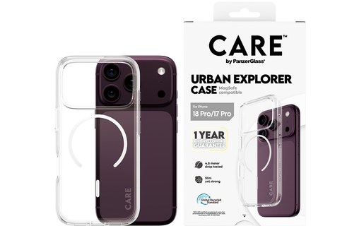 Coque pour iPhone 18 Pro - PanzerGlass CARE Urban Explorer - Transparent / Blanc