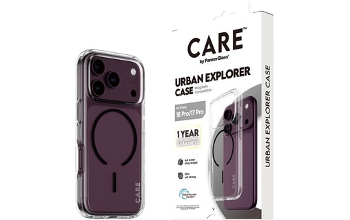 Coque pour iPhone 18 Pro - PanzerGlass CARE Urban Explorer - Transparent / Noire