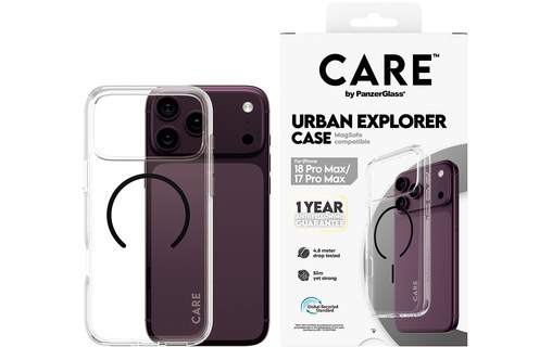 Coque pour iPhone 18 Pro Max - PanzerGlass CARE Urban Explorer - Transparente