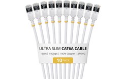 Pack de 10 Câble ethernet RJ45 Cat 6a STP - StarTech - 15 cm - Blanc
