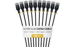 Pack de 10 Câble ethernet RJ45 Cat 6a UTP - StarTech - 30 cm - Noir