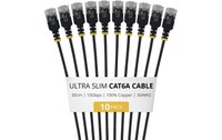 Pack de 10 Câble ethernet RJ45 Cat 6a UTP - StarTech - 30 cm - Noir