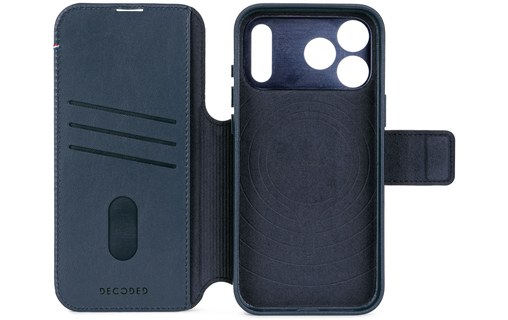 Étui à clapet pour iPhone 17 Pro Max - Decoded Leather Detachable - Bleu