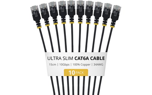 Pack de 10 Câble ethernet RJ45 Cat 6a UTP - StarTech - 15 cm - Noir