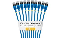 Pack de 10 Câble ethernet RJ45 Cat 6a STP - StarTech - 30 cm - Bleu