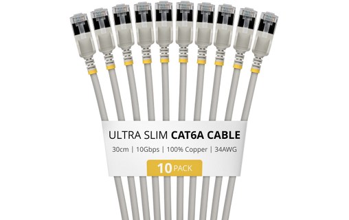 Pack de 10 Câble ethernet RJ45 Cat 6a STP - StarTech - 30 cm - Gris