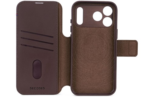 Étui à clapet pour iPhone 17 Pro Max - Decoded Leather Detachable - Marron