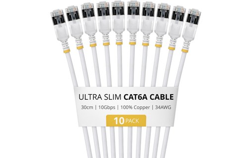 Pack de 10 Câble ethernet RJ45 Cat 6a STP - StarTech - 30 cm - Blanc