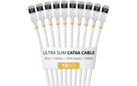 Pack de 10 Câble ethernet RJ45 Cat 6a STP - StarTech - 30 cm - Blanc